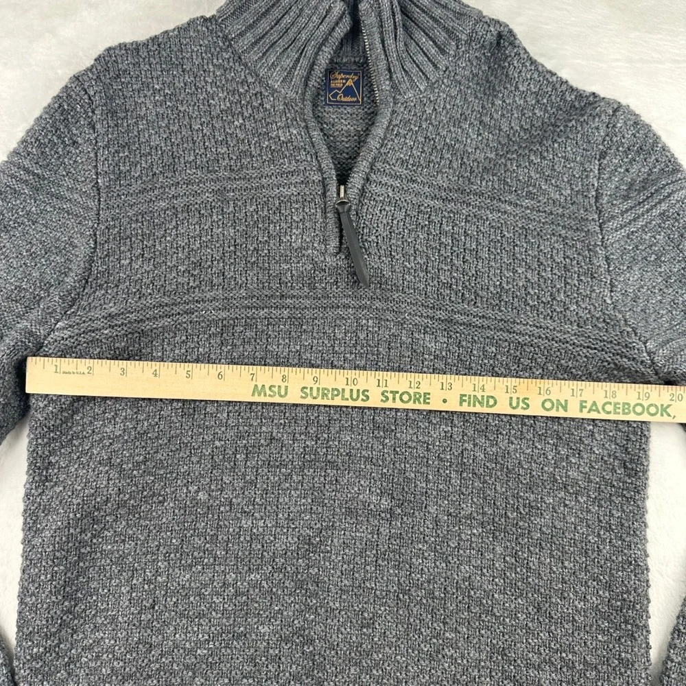 Superdry Jacob Chunky 1/4 Zip Sweater Mens XL Grey Wool Blend M6110308A
